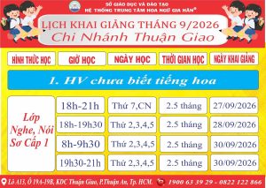 Lịch khai giảng Chi Nhánh Thuận Giao